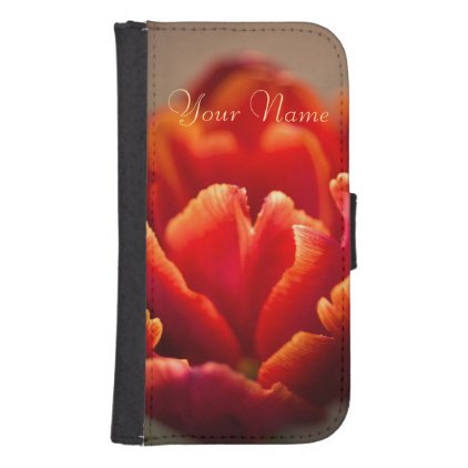 Pretty Red Tulip Petals. Add Your Name. Samsung S4 Wallet Case