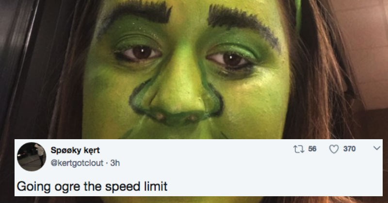 Woman in Shrek makeup gets trolled hard after her reckless driving stunt.