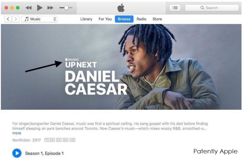 Registro de marca Up Next en Apple Music