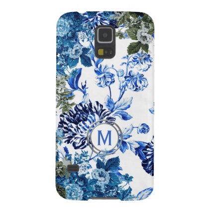 Blue &amp; White Floral Garden Monogram Galaxy S5 Case