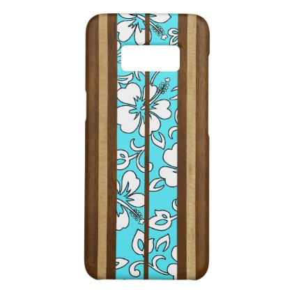 Pupukea Hibiscus Hawaiian Faux Wood Surfboard Case-Mate Samsung Galaxy S8 Case