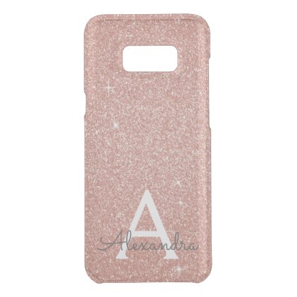 Pink Rose Gold Glitter and Sparkle Monogram Uncommon Samsung Galaxy S8+ Case