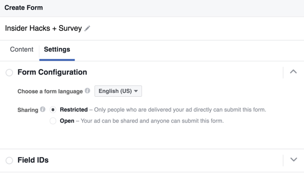 You can select a language for your Facebook lead form.