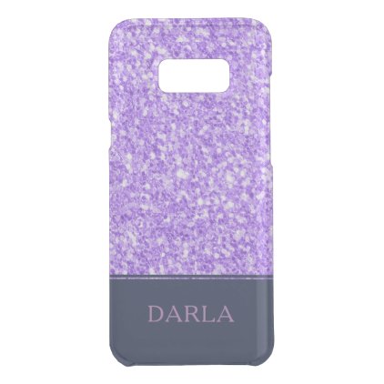 Lavender Purple Glitter Blue Accent &amp; Monogram Uncommon Samsung Galaxy S8+ Case