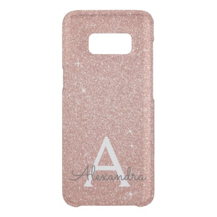 Pink Rose Gold Glitter and Sparkle Monogram Uncommon Samsung Galaxy S8 Case