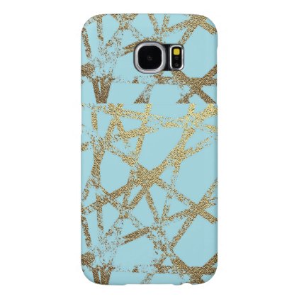 Modern,abstract,hand painted, gold lines turquoise samsung galaxy s6 case