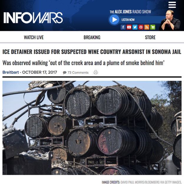 The report ricocheted across right-wing media outlets, including InfoWars and the Drudge Report, which shared Breitbart's unsubstantiated claims.