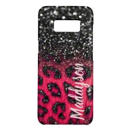 Faux Pink Black Glitter Leopard Spots Teen Girls Case-Mate Samsung Galaxy S8 Case