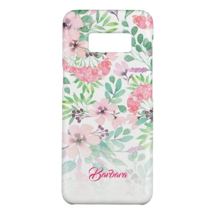 Pink Flowers Watercolors Pattern Monogram GR3 Case-Mate Samsung Galaxy S8 Case