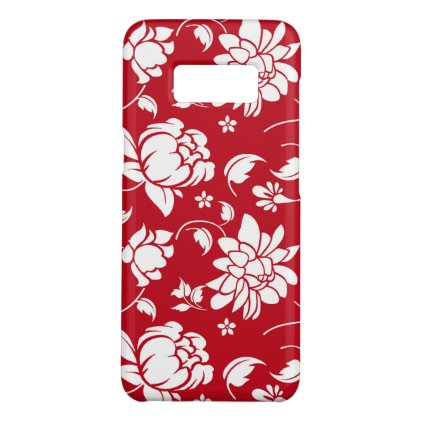 Elegant White On Red Floral Damasks Pattern Case-Mate Samsung Galaxy S8 Case