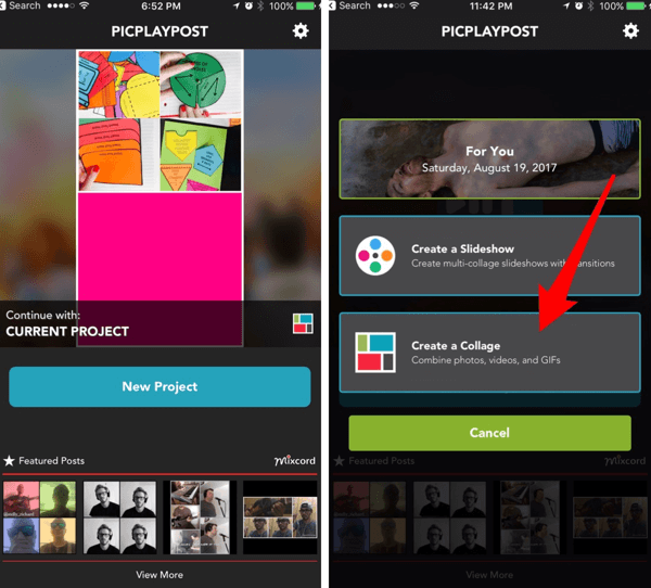 Create slideshows or collages with the PicPlayPost app.