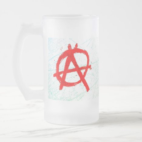 Grungy Red Anarchy Symbol Frosted Glass Beer Mug