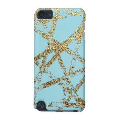 Modern,abstract,hand painted, gold lines turquoise iPod touch (5th generation) cover