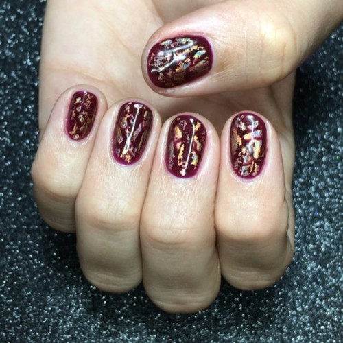 Fall foils for @latinkay over @cndworld Shellac in Berry...