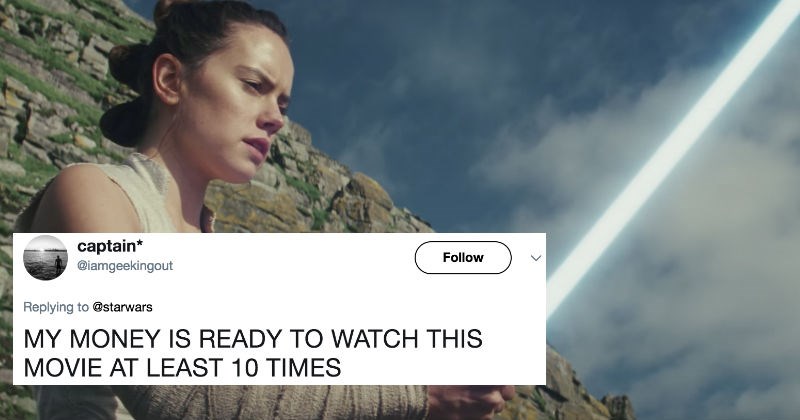 People react on Twitter to the new trailer for Star Wars: The Last Jedi.