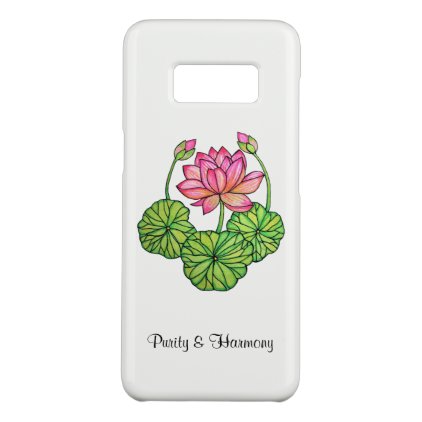 Watercolor Pink Lotus with Buds &amp; Leaves Case-Mate Samsung Galaxy S8 Case