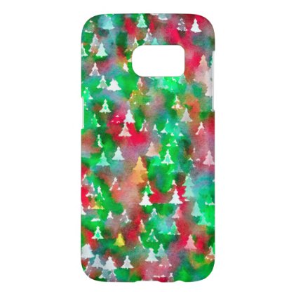 Christmas Tree Watercolor Pattern Samsung Galaxy S7 Case