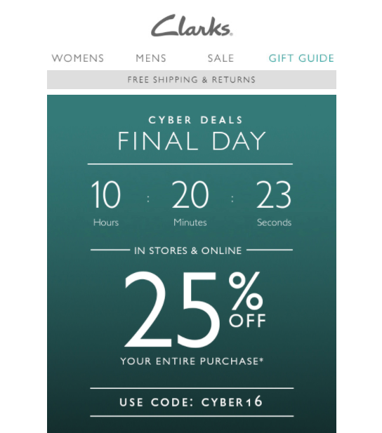 Countdown clock for Cyber monday 