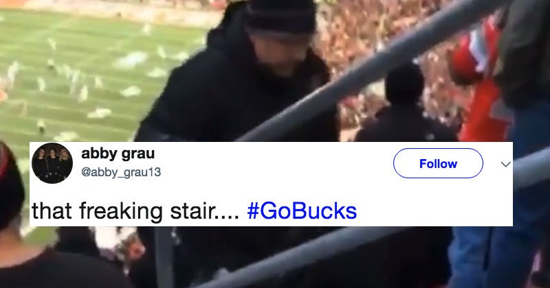 Watch these football fans fail miserably when they try to walk up the stairs without falling over themselves.