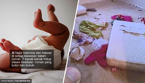 7 kanak-kanak hidup dalam rumah yang kotor, malah turut menemui ulat dalam lampin bayi 18 bulan