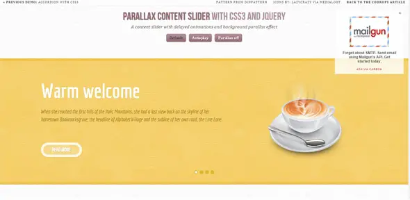 Parallax Content Slider CSS3 jQuery