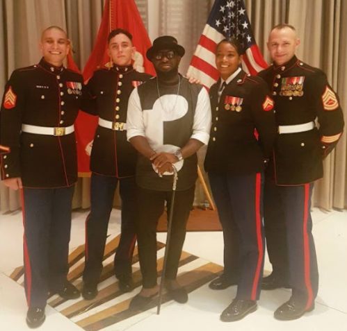 Singer Timaya Poses With Cute US Marine Officers