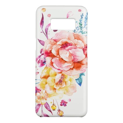 Girly Chic Coral Pretty Trendy Watercolor Floral Case-Mate Samsung Galaxy S8 Case