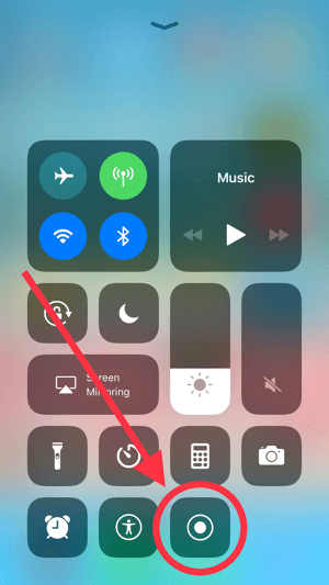 Tap the screen recording icon to start recording on your iOS device.