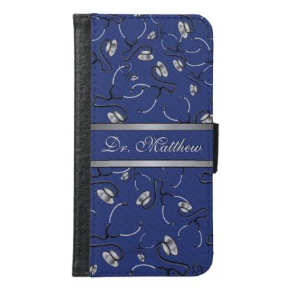Medical, Nurse, Doctor themed stethoscopes, Name Wallet Phone Case For Samsung Galaxy S6