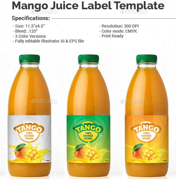 Mango Juice Label Template