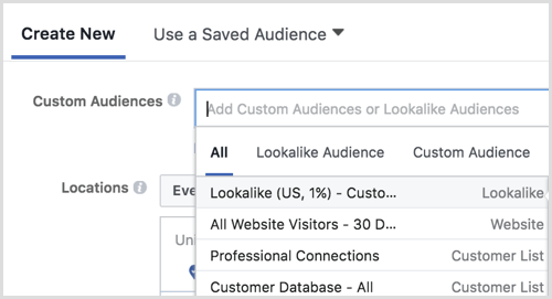 Facebook ads manager create lookalike audience