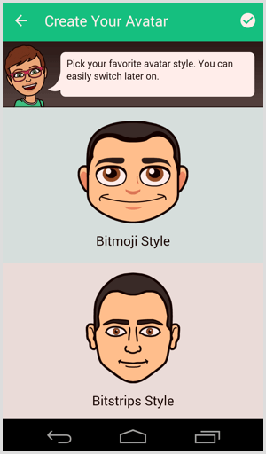 bitmoji choose avatar style