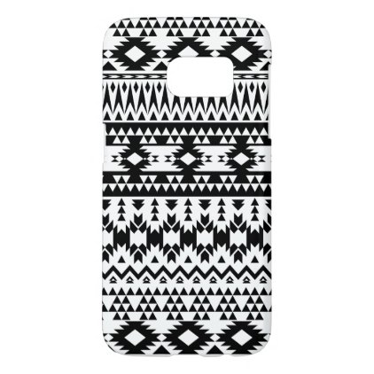Black and White Aztec geometric vector pattern Samsung Galaxy S7 Case