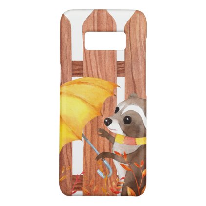 racoon with umbrella walking by fence Case-Mate samsung galaxy s8 case