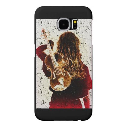 Girl Fiddle Violin Instrument Music Crackled Samsung Galaxy S6 Case