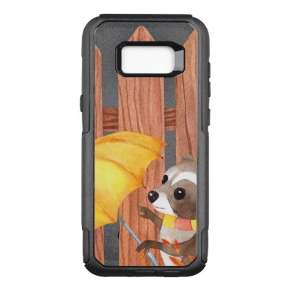 racoon with umbrella walking by fence OtterBox commuter samsung galaxy s8+ case