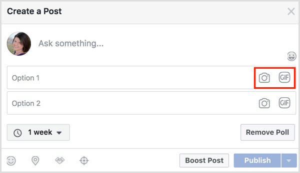 Facebook gif poll add two options