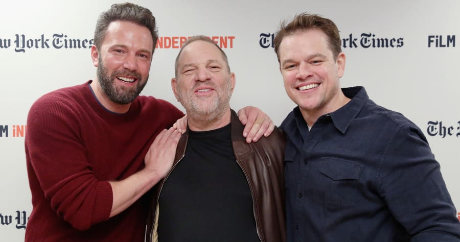 NEW YORK, NY - OCTOBER 07: Actor Ben Affleck, producer Harvey Weinstein and actor Matt Damon attend the Film Independent NYC "Live Read" at NYU Skirball Center on October 7, 2016 in New York City. (Photo by Mireya Acierto/WireImage)
