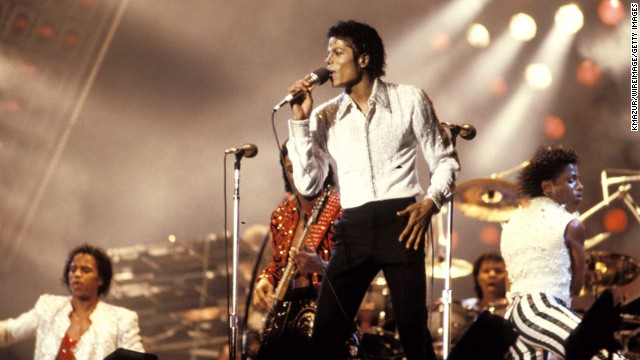 Michael Jackson performs on stage circa 1990.