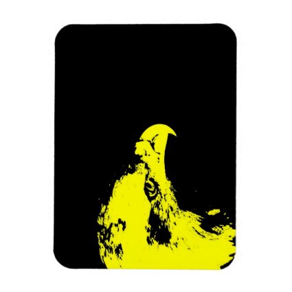 bald eagle yellow graphical facing right black rectangle magnet