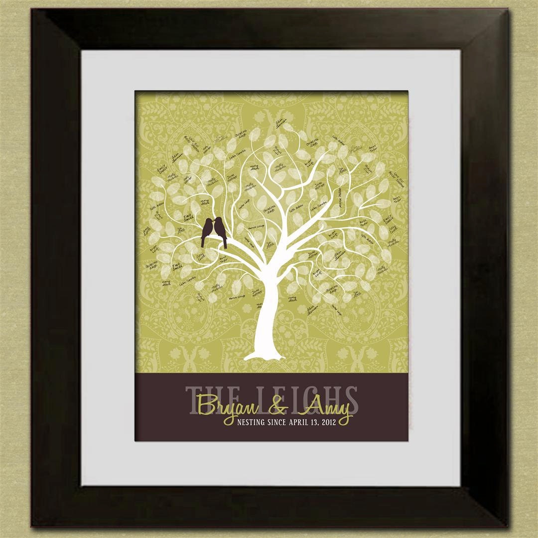 Thumbprint Tree Guest Book - Custom Sage Wedding Tree - 16" x 20" - For 50-200 Prints - With 5 x 7 Instructions
