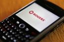 A Blackberry smartphone on the Rogers wireless network is seen in Montreal