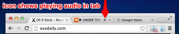 Tab icon shows audio playing in Google Chrome