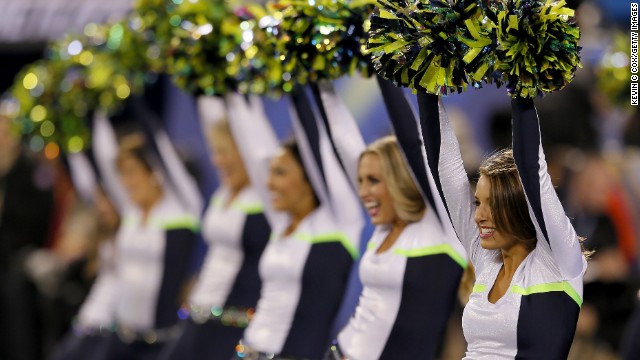 The Seahawks cheerleading squad had more to celebrate as its team took a stranglehold on the Super Bowl from the start. 