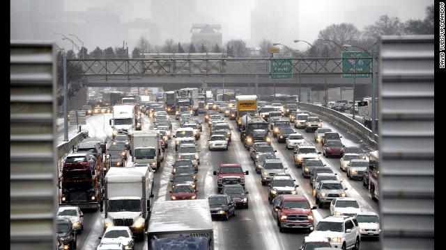 Motorists jam Interstate 75/85 in Atlanta on January 28.