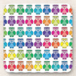 Cute Rainbow Owl Pattern Drink Coasters