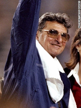 Paterno celebrates after winning the Fiesta Bowl against Texas in 1997. Paterno was diagnosed with a treatable form of lung cancer, his son announced in November.