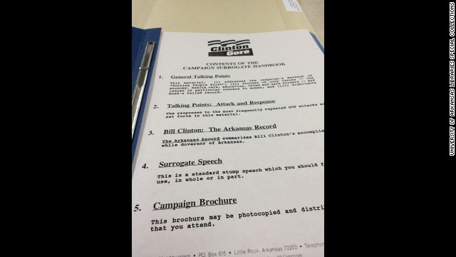 As a staffer on the 1992 campaign, Blair received a handbook that included a sample stump speech for surrogates.