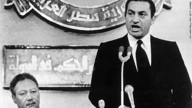 Eight days after Sadat's assassination, Mubarak is officially sworn in as Egypt's president on October 14, 1981. Mubarak was re-elected in 1987, 1993, 1999 and 2005.