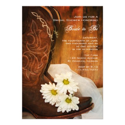 Daisies and Boots Country Bridal Shower Invitation